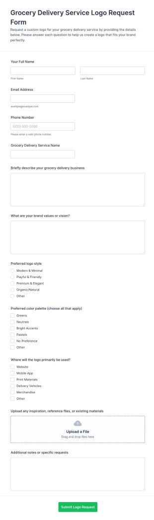 Grocery Delivery Logo Request Form Template