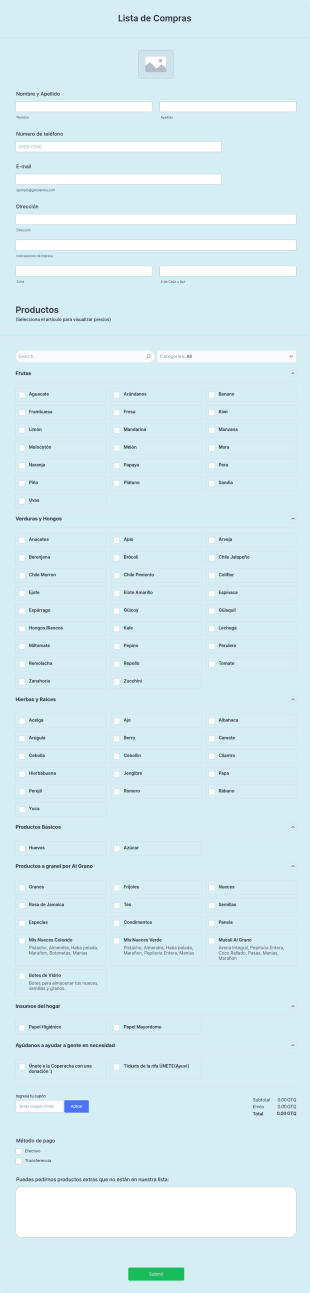 Grocery List Form