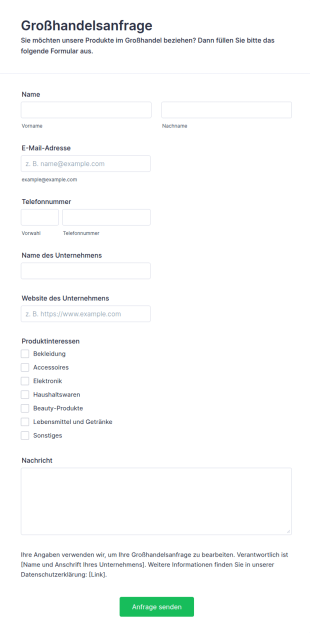 Großhandelsanfrage