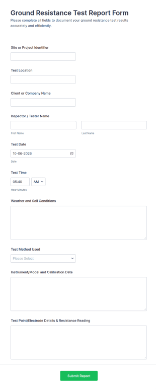 Ground Resistance Test Report Form Template