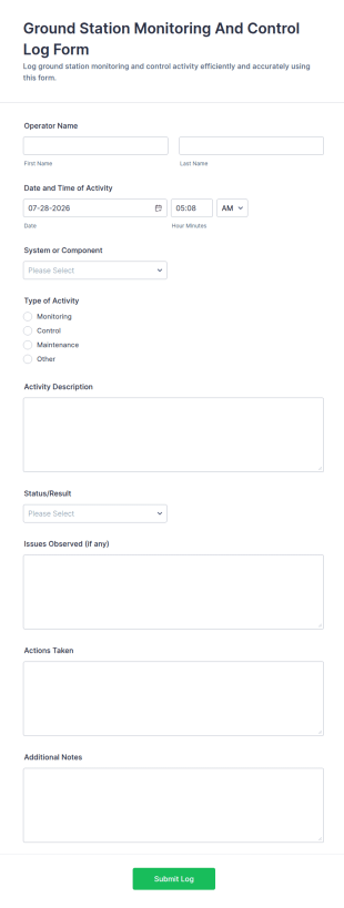 Ground Station Monitoring And Control Log Form Template