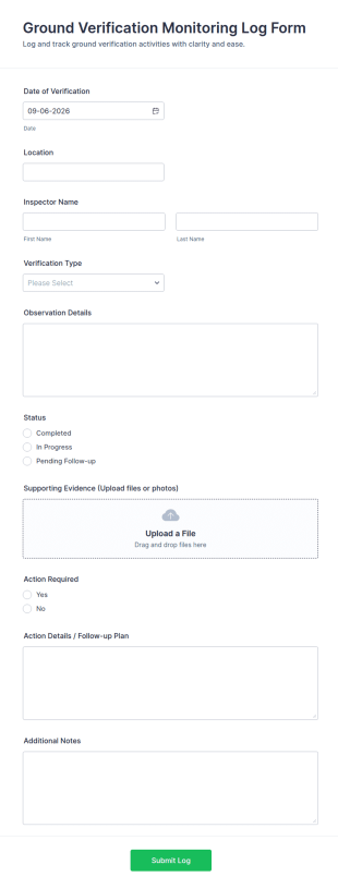 Ground Verification Monitoring Log Form Template