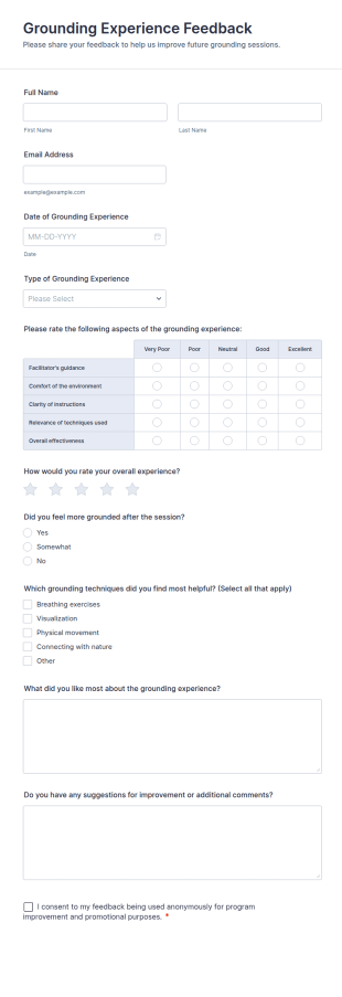 Grounding Experience Feedback Form Template