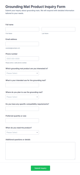 Grounding Mat Product Inquiry Form Template