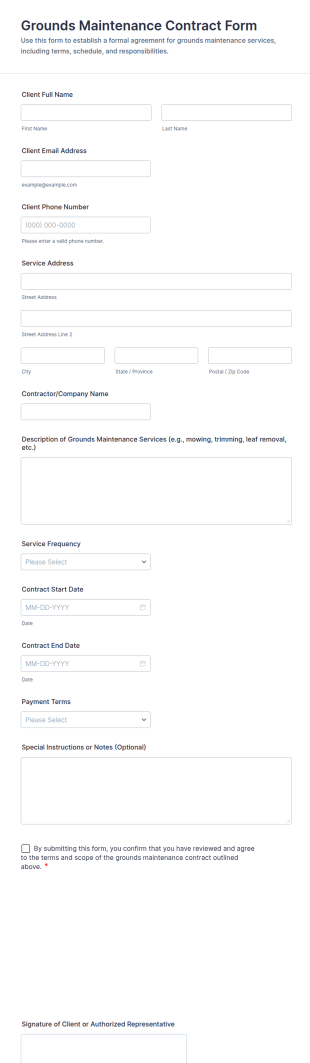 Grounds Maintenance Contract Form Template