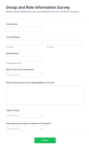 Group And Role Information Survey Form Template