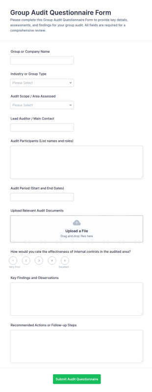 Group Audit Questionnaire Form Template