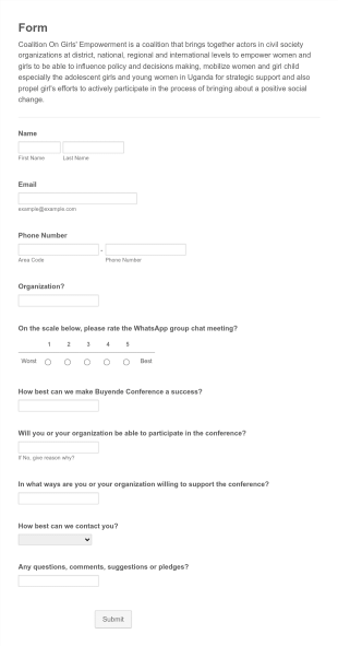 Group Chat Meeting Feedback Form Template