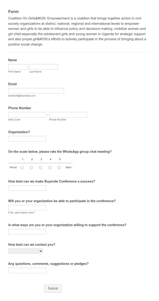 Group Chat Meeting Feedback Form Template