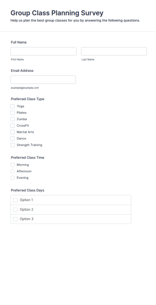 Group Class Planning Survey Form Template