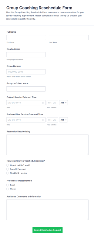 Group Coaching Reschedule Form Template