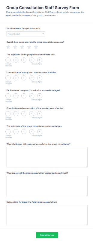 Group Consultation Staff Survey Form Template