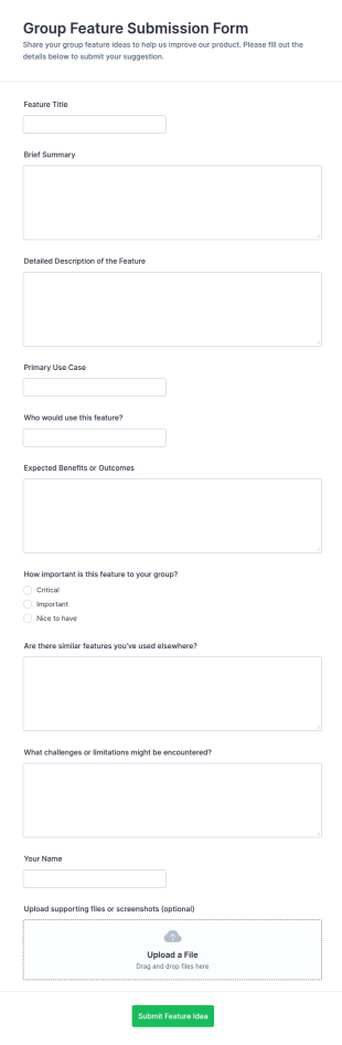 Group Feature Submission Form Template