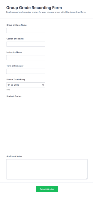 Group Grade Recording Form Template