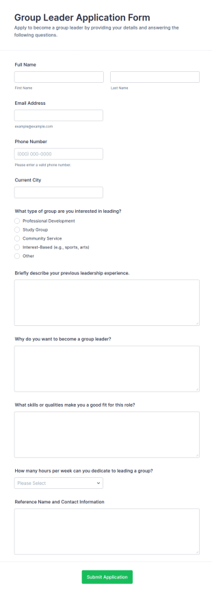Group Leader Application Form Template