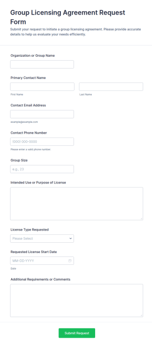 Group Licensing Agreement Request Form Template
