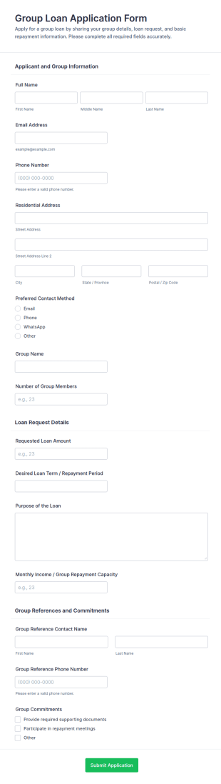 Group Loan Application Form Template