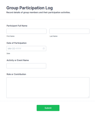 Group Participation Log Form Template