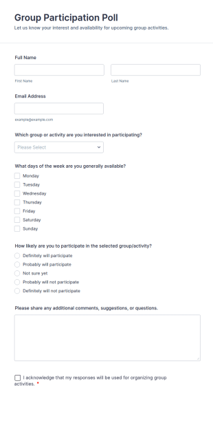 Group Participation Poll Form Template