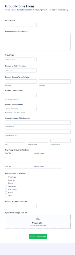 Group Profile Form Template