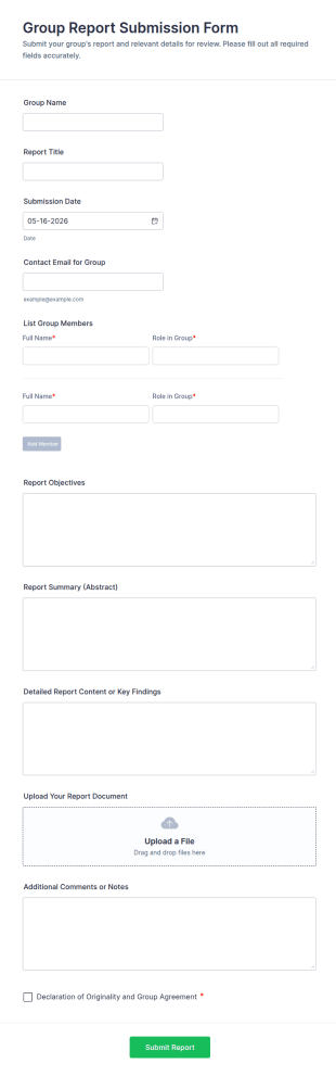 Group Report Submission Form Template