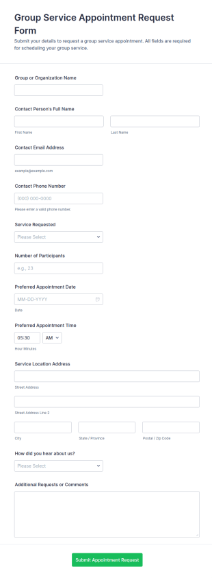 Group Service Appointment Request Form Template