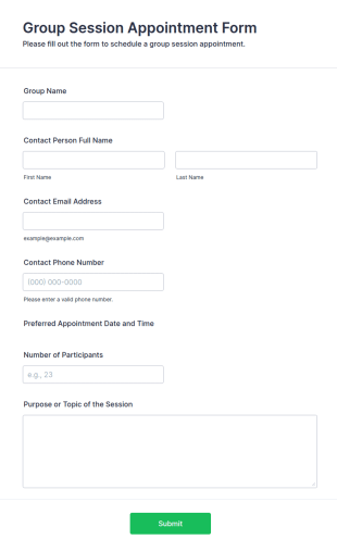Group Session Appointment Form Template