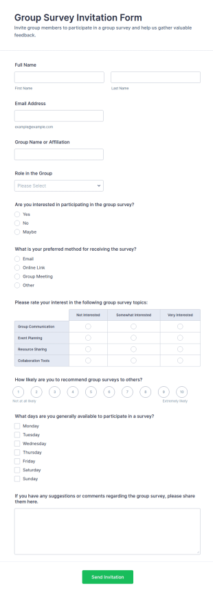 Group Survey Invitation Form Template