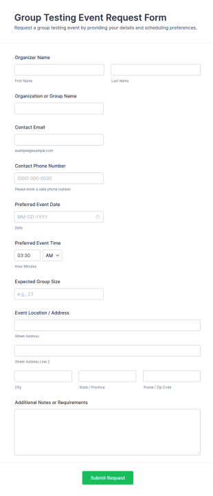 Group Testing Event Request Form Template