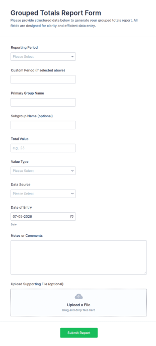 Grouped Totals Report Form Template