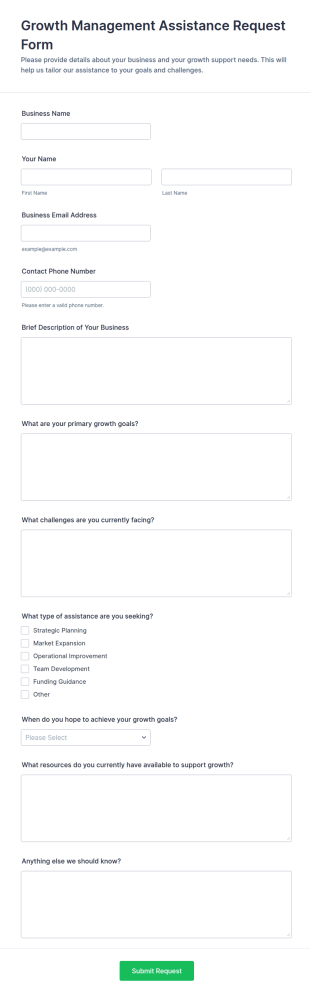 Growth Management Assistance Request Form Template