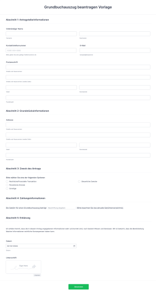 Grundbuchauszug Beantragen Vorlage Form Template