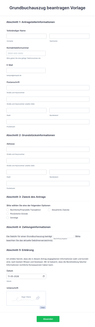 Grundbuchauszug Beantragen Vorlage