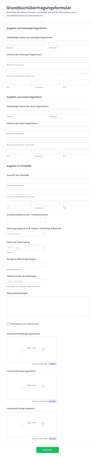 Grundbuchübertragungsformular