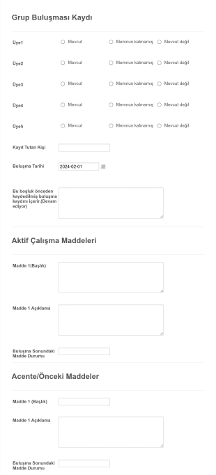 Grup Buluşması Form Template