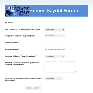 Grup Üyeliği Kayıt Form Şablonu