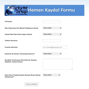 Grup Üyeliği Kayıt Form Şablonu