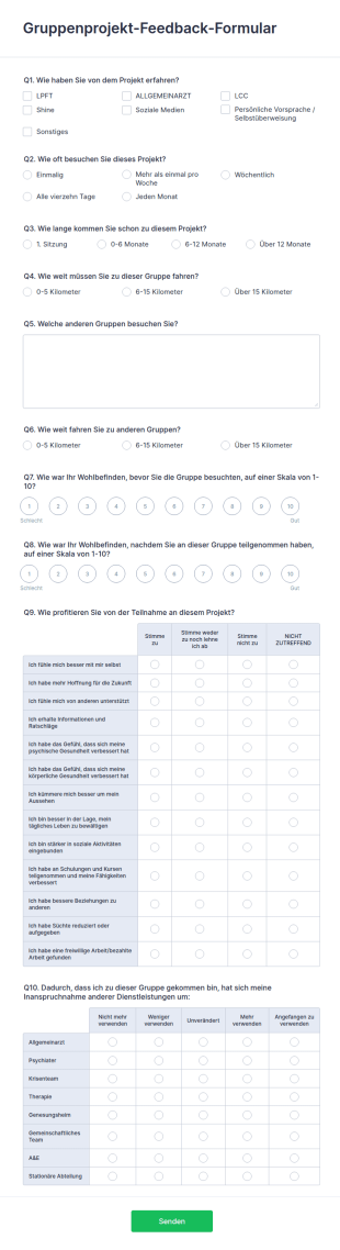 Gruppenprojekt Feedback Formular