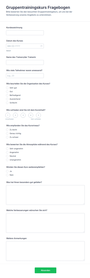 Gruppentrainingskurs Umfrage