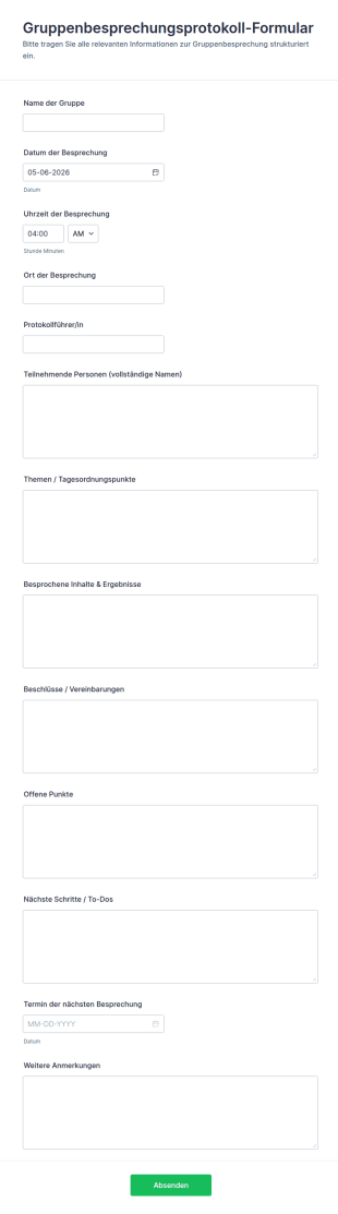 Gruppentreffen Protokoll Umfrage