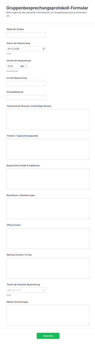 Gruppentreffen Protokoll Umfrage
