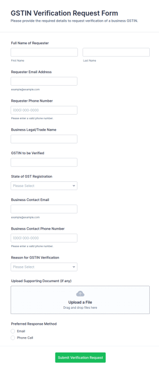 GSTIN Verification Request Form Template