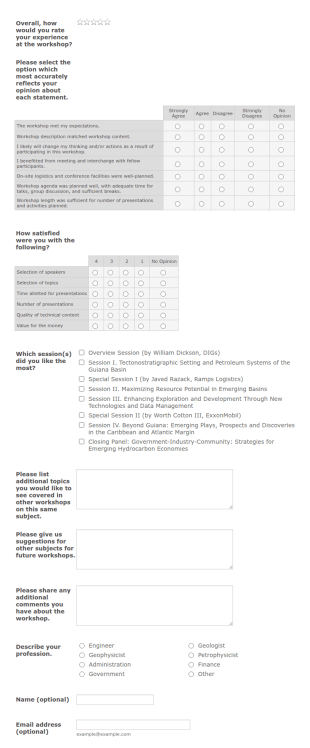 GTW Suriname 2019 Participant Evaluation Form Template