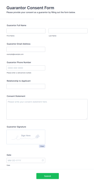 Guarantor Consent Form Template