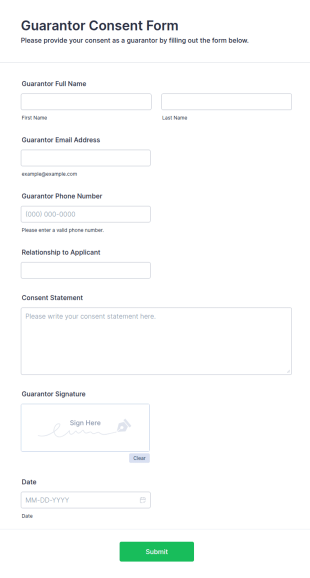 Guarantor Consent Form Template