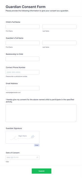 Guardian Consent Form Template