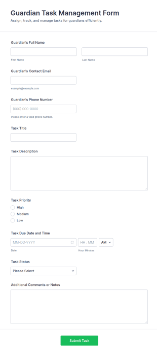 Guardian Task Management Form Template