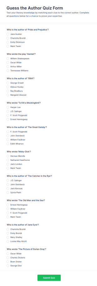 Guess The Author Quiz Form Template