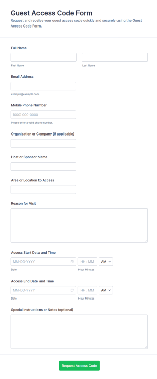 Guest Access Code Form Template