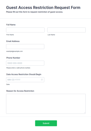 Guest Access Restriction Request Form Template